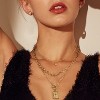 2-Piece Layered Necklace Set - 14K Gold Plated Star & Flower Paperclip Choker - 2 of 4