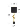 Possini Euro Design Minerva 32" Tall Large Modern Glam Luxury End Table Lamp Gold Leaf Finish Marble Single Black Shade Living Room Bedroom Bedside - 4 of 4
