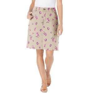 Woman Within Plus Size Adjustable Waist Chino Skort - 1 of 4