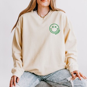 Simply Sage Market S.W.Smiley Embroidered Simple Wink Bold Lightweight Garment Dyed Sweatshirt - 1 of 4