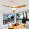 52 Inch Solid Wood Ceiling Fan With Remote And Tri-Color Dimmable LED Light, Modern Farmhouse Ceiling Fan For Bedroom, Living Room - 3 of 4