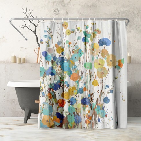 Blue & Yellow Spring Floral Mix Shower Curtain for Sale by StudioPosies