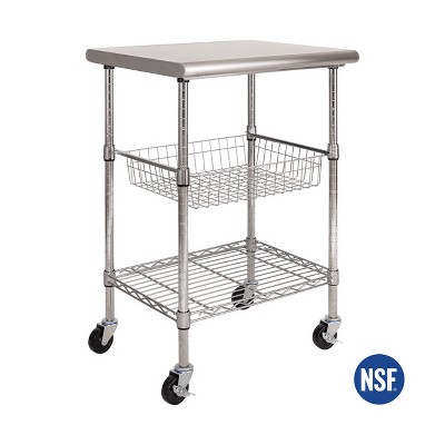 Seville Classics NSF Commercial Stainless Steel Top Work Table  Utility Cart