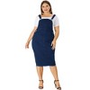 Agnes Orinda Women's Plus Size Denim Back Vent Raw Hem Bodycon Dresses - 3 of 4