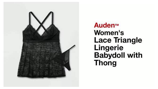 Women's Lace Triangle Lingerie Babydoll with Thong - Auden™, 2 of 8, play video