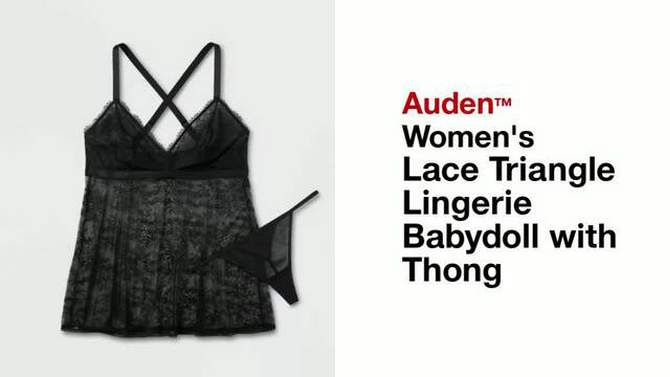 Women's Lace Triangle Lingerie Babydoll with Thong - Auden™, 2 of 3, play video
