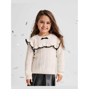 The Children's Place Toddler Girls Long Sleeve Bow Ruffle Cable Knit Sweater - 1 of 4