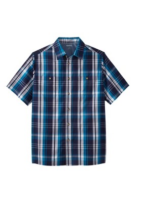 KingSize Short-Sleeve Plaid Sport Shirt