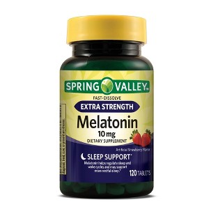 Spring Valley Melatonin Sleep Health Dietary Supplement Tablets, Strawberry, 10 mg, 120 Count - 1 of 4