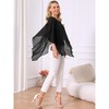 INSPIRE CHIC Women's Lightweight V Neck Flowy Casual Asymmetrical Hem Chiffon Cloak Blouse - 3 of 4