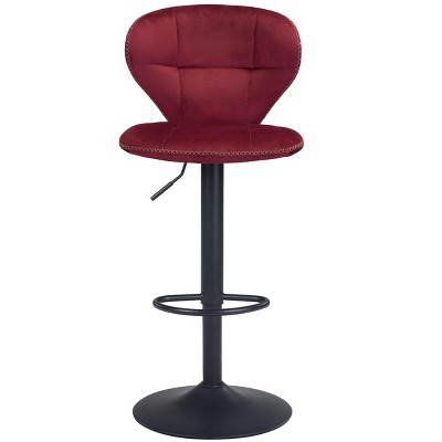 Adjustable Contemporary Red Wood and Metal Bar Stool
