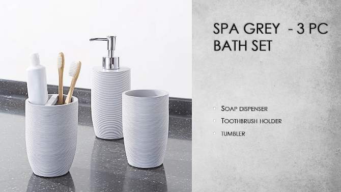 3pc Spa Bath Accessories Set Gray - 88 Main, 2 of 7, play video