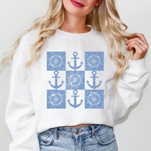 Simply Sage Market Anchor Wheel Grid Sweatshirt - 1 of 4