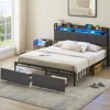 Bed Frame with Headboard and 2 Storage Drawers, Upholstered Platform Bed Frame with Chargin Station and LED Lights, Heavy Duty, No Box Spring Needed - 2 of 4