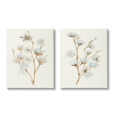 Stupell Industries Cotton Flower Stems Rustic Floral Farmhouse Painting
