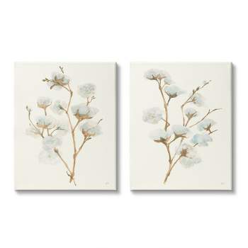 Stupell Industries Cotton Flower Stems Rustic Floral Farmhouse Painting