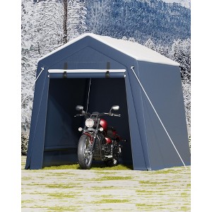 Jojoka  FT Motorcycle Shed, Durable Outdoor Motorcycle Storage Tent with Roll-Up Ventilated Zipper Door and Windows - 1 of 4