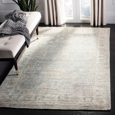 Hand-Knotted Artisan Light Blue Wool 4' x 6' Rectangular Rug