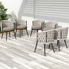 7 PCS Outdoor Dining Set with Acacia Wood Table, Dining Chair with Handwoven Rope and Backrest, Dining Chair with Metal Frame-Coolbibila - 2 of 4