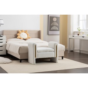33.5"/53.1" Bedroom End Bench, Modern Velvet/Teddy Fabric Upholstered Shoe Bench 4A - ModernLuxe - 1 of 4