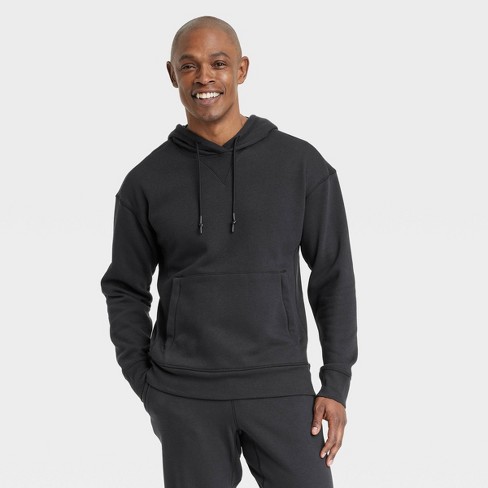 Men\'s Cotton Fleece Hooded Sweatshirt - All In Motion™ Black Onyx L : Target