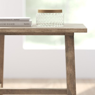 Rustic Brown Solid Wood Farmhouse Trestle End Table