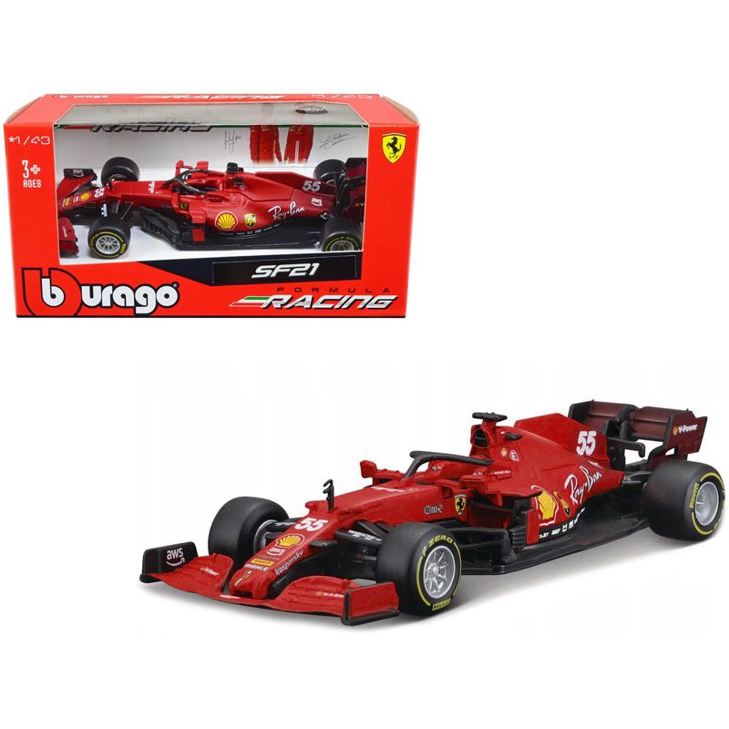 Ferrari SF21 #55 Carlos Sainz Formula One F1 World Championship (2021) Formula Racing Series 1/43 Diecast Model Car by Bburago, 1 of 4