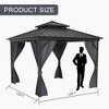 Hard Top Gazebo, Galvanized Steel Double Roof Canopy, Outdoor Metal Pergola with Mosquito Net and Curtain - 2 of 4