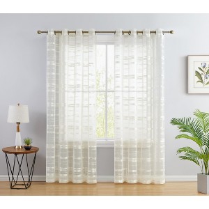 HLC.ME Broadway Stripe Decorative Semi Sheer Light Filtering Grommet Window Treatment Curtain Panels - Set of 2 - 1 of 4