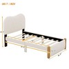 CAVINAS Full Size Bed Frame, Upholstered Platform Bed with Wood Supporting Feet, Bed Frame with Headboards and Trundle - 3 of 4