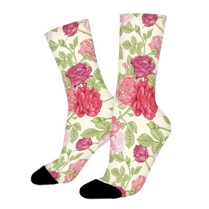 Retro Rose Flowers Pattern Women Printed Crew Socks Funny Funky Socks Soft Polyester Novelty Gifts for Artists Men - 1 of 1