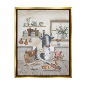 Stupell Industries Farm Animals in Kitchen Framed Floater Canvas Wall Art - 1 of 4
