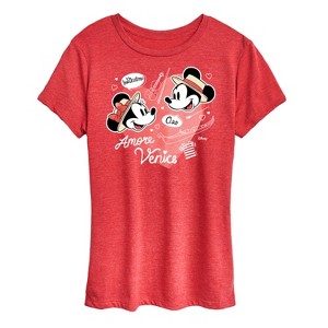 Women's - Disney - Minnie and Mickey Mouse in Venice France Short Sleeve Graphic T-Shirt - 1 of 4