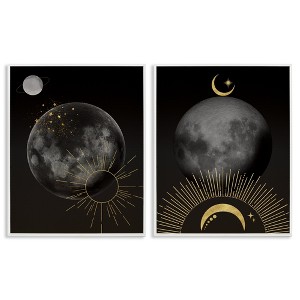 Stupell Industries Celestial Gold Sun and Moon 2pc Framed Giclee Art Set, White, 24" x 30" - 1 of 4