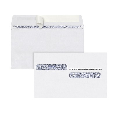 TOPS Self Seal Security Tinted Double Window W-2 Tax Form Envelope White 100/Pack (DW4ALTPS100)