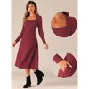 INSPIRE CHIC Women's Casual Square Neck A-Line with Pockets Knitted Sweater Dress - 2 of 4