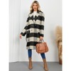 Coolmee Women's Plaid Jacket Long Corduroy Casual Lapel Button Down Flannel Trench Coats - 4 of 4