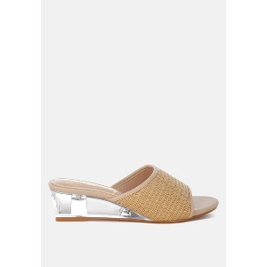 Osminda Raffia Clear Heel Wedge Sandals Women - 1 of 4