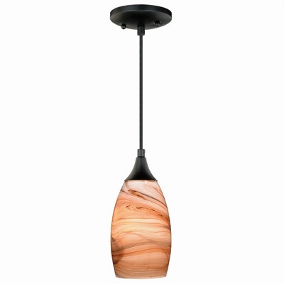 Celeste Wave Toffee Swirl 4.75" Mini Globe Pendant in Oil Rubbed Bronze