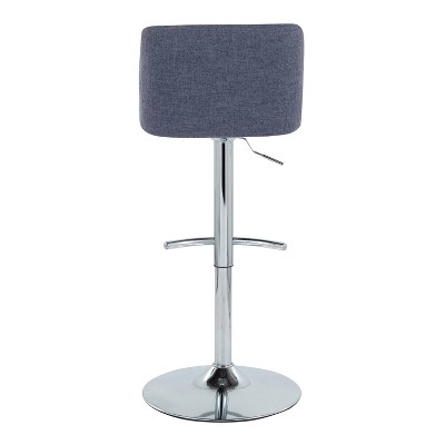 Blue Adjustable Swivel Barstool with Metal Frame