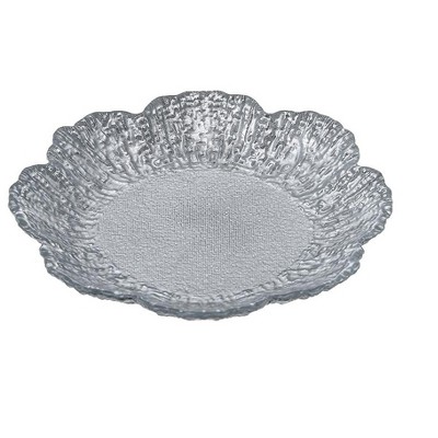 Classic Touch Set 4 Silver Flower Shaped Plates Scalloped