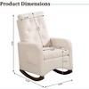 Rocking Chair Nursery in Fabric with High Backrest, Comfy Glider Rocking Chair Accent Chair, Side Pocket and Rubber Wood Legs - 4 of 4