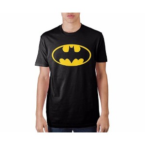Batman Classic Yellow Bat Logo Black Graphic Tee Shirt T-Shirt - 1 of 2