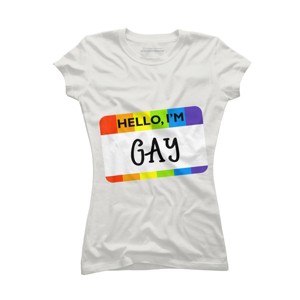 Adult Design By Humans Hello I'm Name Tag Rainbow Pride By MINHMINH T-Shirt - 1 of 2