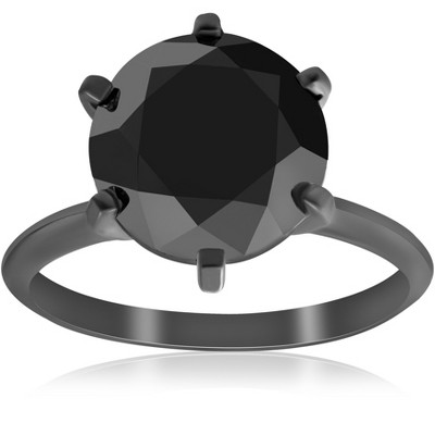 Pompeii3 5 1/2ct Black Diamond Solitaire Engagement Ring 14k Black Gold