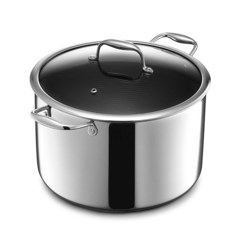 HexClad 10 Quart Hybrid Stainless Steel Stock Pot with Glass Lid Stay Cool  Handles