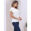 INSPIRE CHIC Women's Ruffle Short Sleeve Crew Neck Eyelet Drawstring Tie Neck Casual Blouse - 3 of 4