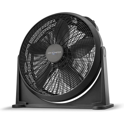 Air Monster 15880 20 Inch Wall Mountable High Velocity Tilt Adjustable 3 Speed Setting Copper Motor Air Circulator Floor Fan with Carry Handle, Black