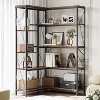 Homhougo Bookshelf Corner Bookcase Large Industrial Standing Bookshelves Metal Frame 5 Tier Tall Display Racks Rustic Book Shelf, Brown - 4 of 4