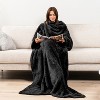 PAVILIA Fluffy Wearable Blanket with Sleeves for Women Men Adults, Fuzzy Warm Plush Snuggle Pocket Sleeved TV Throw - 2 of 4